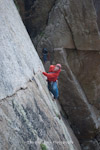 Chris Miller chalking up on Diamond Life, E4 6a, Lindy Island, England.