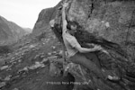 Dave MacLeod on King of Drunks, V6. Llanberis Pass. North Wales.